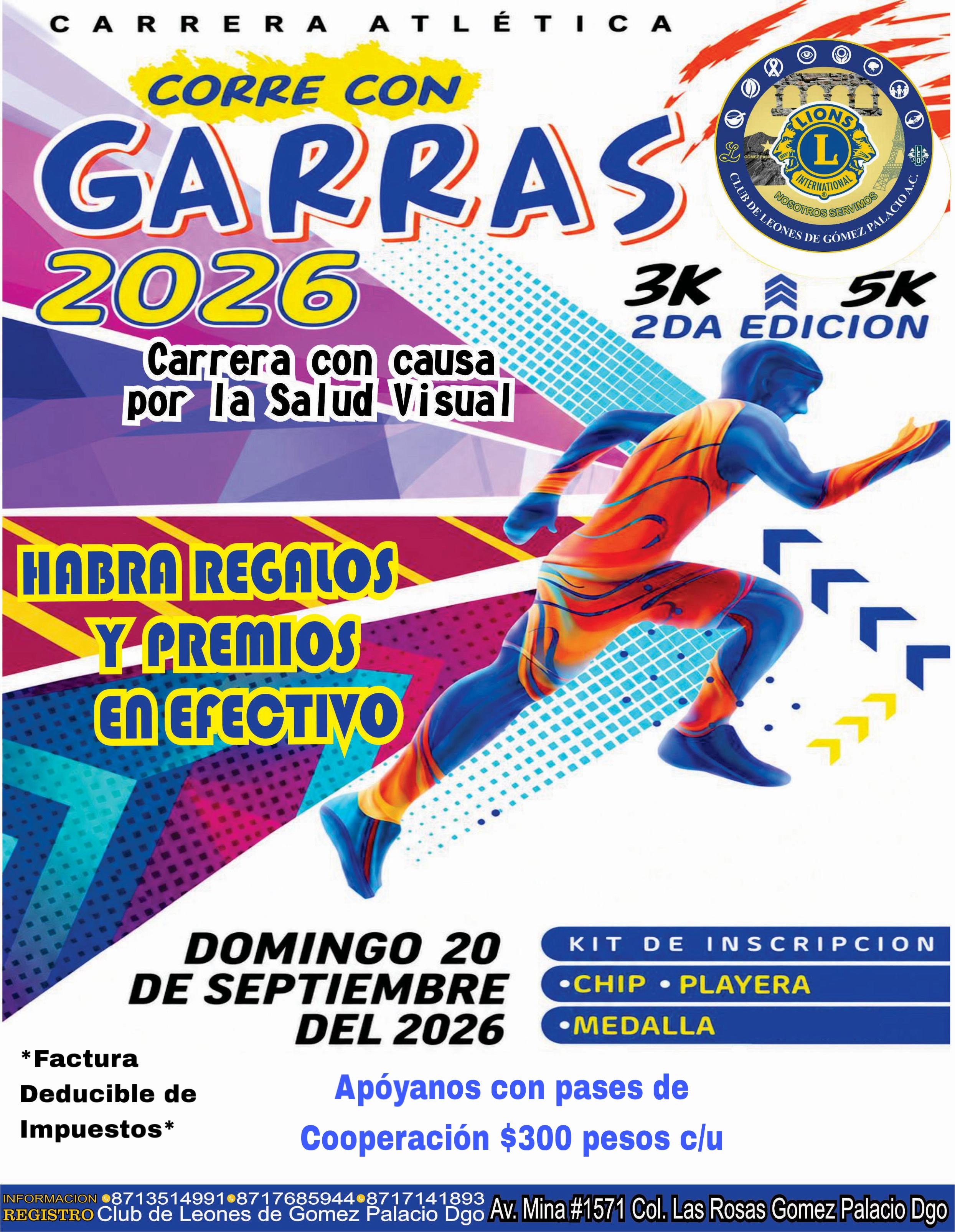 CORRE CON GARRAS 5K Y 3K CLUB DE LEONES